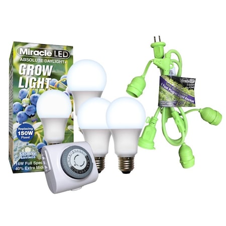 Miracle Led Blue Spectrum Three Socket Absolute Daylight PLUS Light Fixture, Timer, 3PK 802995